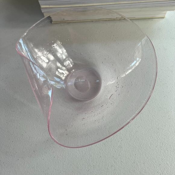 Villeroy And Boch Pink Depression Glass Trinket Dish Swirl/Teardrop Blown Glass - Picture 3 of 13